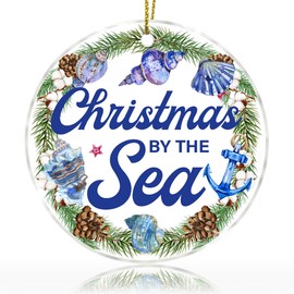 Christmas Beach House Decor - Beach Themed Christmas Ornaments by The Sea Acrylic Keepsake