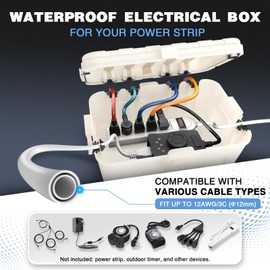 Flemoon Large Outdoor Electrical Box (12.5 x 8.5 x 5 inch), IP54 Waterproof Outdoor Extension Cord Cover Weatherproof, Protect Outlet, Plug, Socket, Timer, Power Strip, Holiday Light Decoration, White