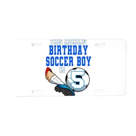 CafePress This Soccer Boy is 5Th Birt Aluminum License Plate, Front License Plate, Vanity Tag