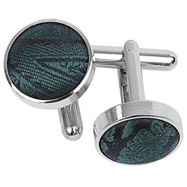 DQT Premium Woven Microfibre Paisley Floral Patterned Emerald Green Men's Formal Casual Wedding Rhodium Plated Cufflinks
