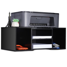 EMERIT Large Printer Stand, Adjustable Printer Table with Storage, 2-Tier Printer Riser Desktop Paper Organizer Shelf for Home Office,23'' x12.3'' x 8.7'' (Black)