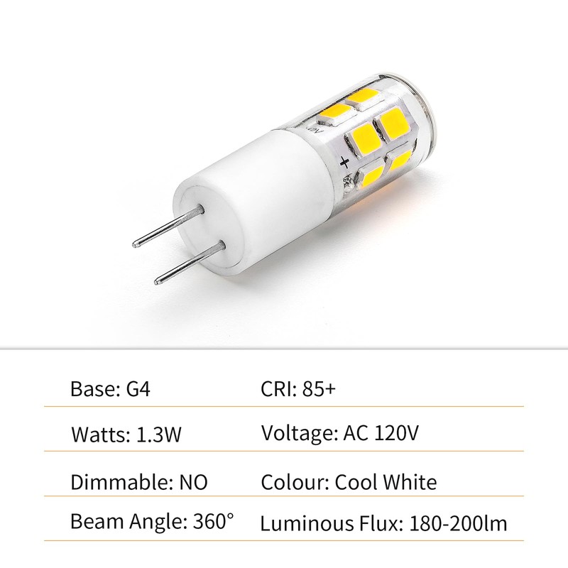 I-SHUNFA G4 LED Bulb AC 120V Cool White 10 Pack