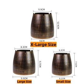 Outdoor Cigar Ashtray with Lid, 4 Holder Design, Windproof, Retro Patio Decor (Large)