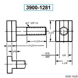 HHIP 3900-1281 Steel T-Slot Bolt, 5/8-11" x 3-1/2"