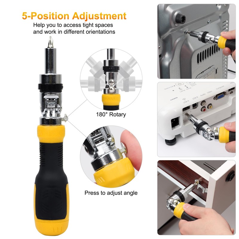 SHARDEN Ratcheting Multi Bit Screwdriver - 13-in-1 Tool Set, Flat