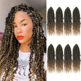 Bileaf Passion Twist Hair 8 Packs Pretwisted Passion Twist Crochet Hair 14 Inch Crochet Hair Passion Twists, Short Passion Twists Hair Pre Looped Synthetic Boho Passion Twist Crochet Braids T27