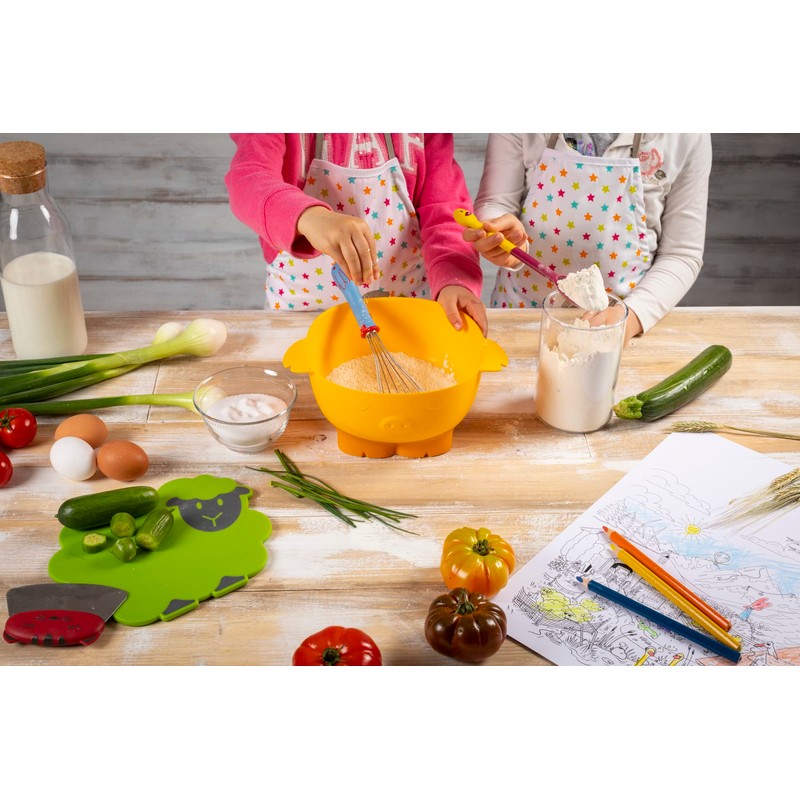 Kuhn Rikon Kinderkitchen Kids Whisk, Rooster, 9.2" x 2.2" x