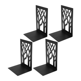 4Pcs Metal Book Ends Orderly Storage Arbitrary Adjustment Smoother Edges Innovative Bookends Decorative for Home School Tree