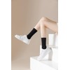 Irisbear White and Black Crew Socks for Women 6-9 Cotton
