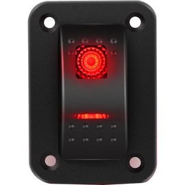 RUNCCI-YUN 12V-24V Car Switch, 12 V Waterproof, Rocker Switch 12 V Car Toggle Switch with Install Panel LED Light + DIY Sticker Labels for Car RV Marine Boat Motorhome (Red)