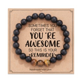 RFTWXHPN Christmas Birthday Gifts for Men Boys Sometimes You Forget You're Awesome Bracelet Gifts for Husband Brothers Inspirational Gifts Bracelets for Son Encouragement Gift Bracelet, Small, Black