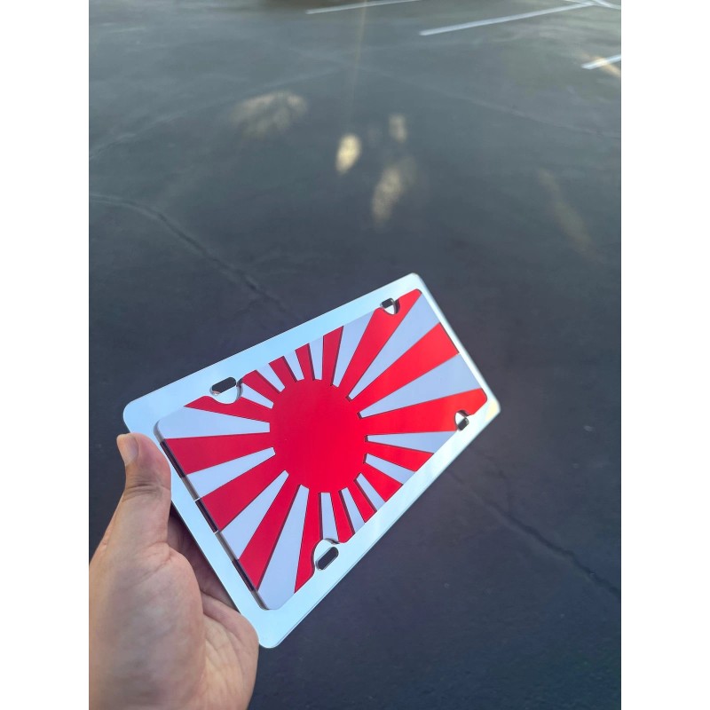 Japan Rising Flag Mirror Acrylic laser cut license plate JDM