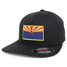 Armycrew XXL Big Size Arizona State Flag Iron On Patch Flexfit Cap - Black
