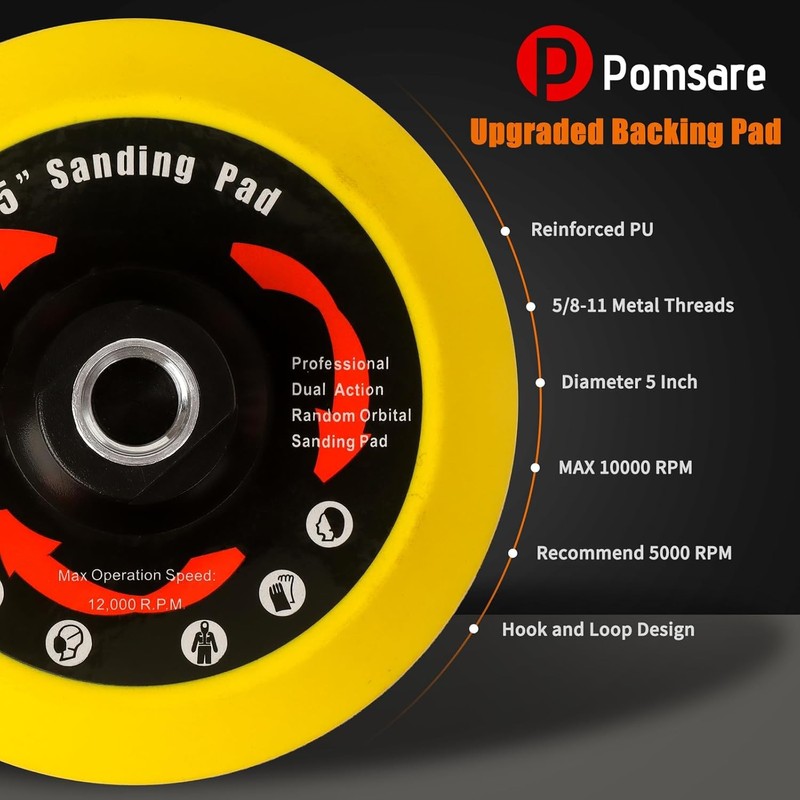 4 PCS 5 Inch Hook and Loop Backing Pad, Angle