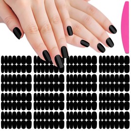 SILPECWEE 16 Sheets Black Nail Wraps Solid Color Nail Polish Strips for Women Gel Nail Strips Self Adhesive Nail Polish Stickers Fingernail Manicure Stickers Nail Art with 1pc Nail File