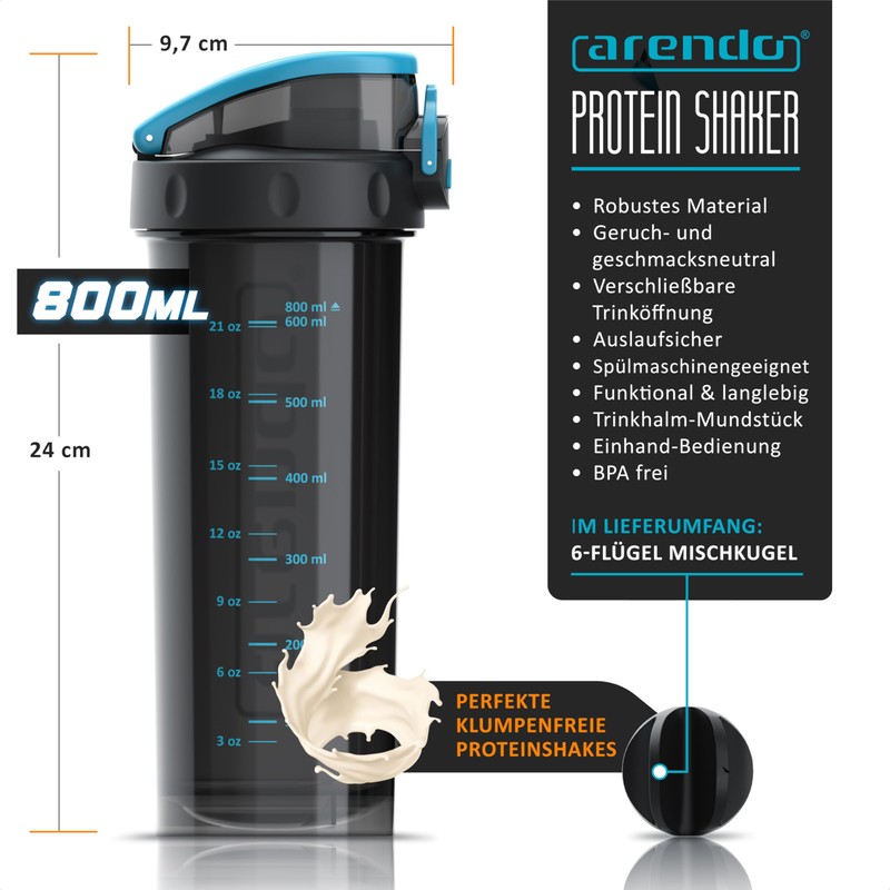 Arendo - Drinking Bottle with Lid OneClick Closure - 800