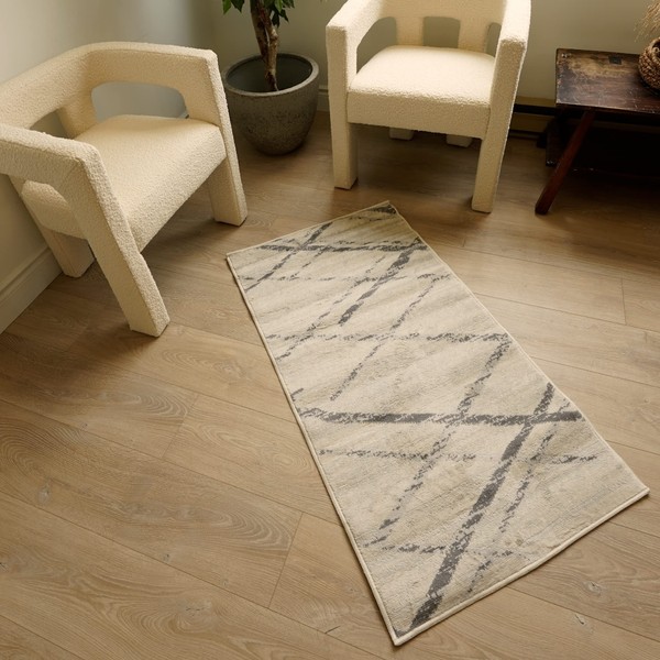 RUG BRANCH Savannah Contemporary Abstract Beige Grey Indoor Runner Rug