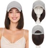 Hat Wig Short Straight Bob Hat with Hair Attached for