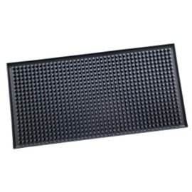 Xibany Bar Mat 6" x 12" PVC Small Black, Essentials Accesories for Coffee Home Cocktail Bartender Kitchen Countertop Cup Glasses, 1PCS