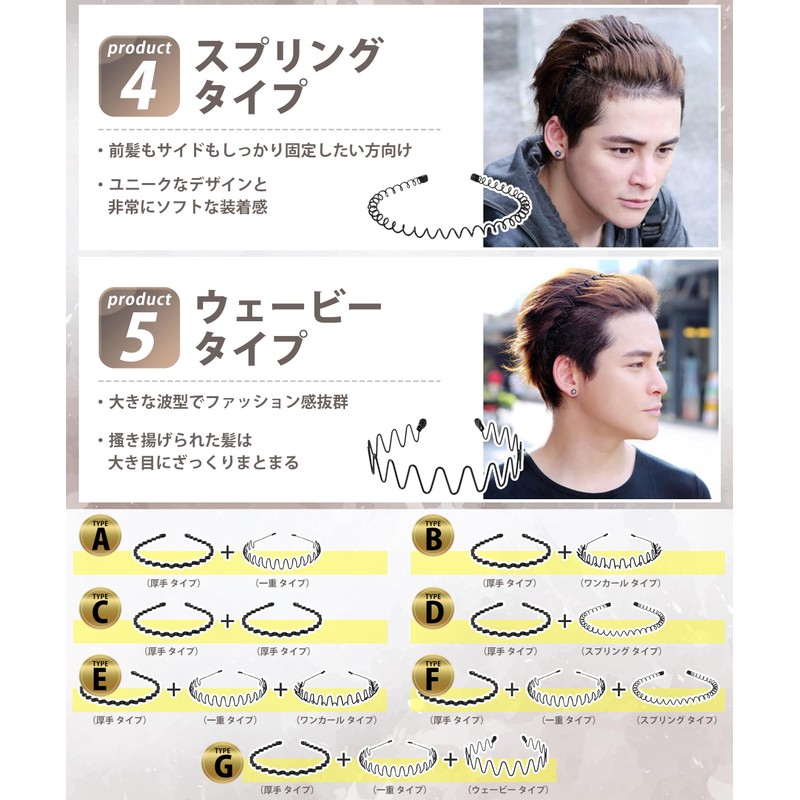 MOWO Hairband for Men and Women 【Painless・Stays Firmly・7 Combination Set】