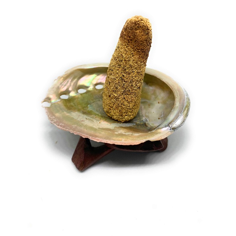 Palo Santo Cones Pack of 5,Red Abalone Shell 2-3",Wooden Tripod