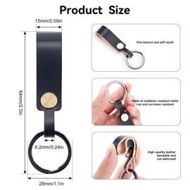 2 PCS Genuine Leather Car Keychain, Universal Key Fob Keychain with Key Rings, Leather Key Chain Holder for Men and Women (Brown)