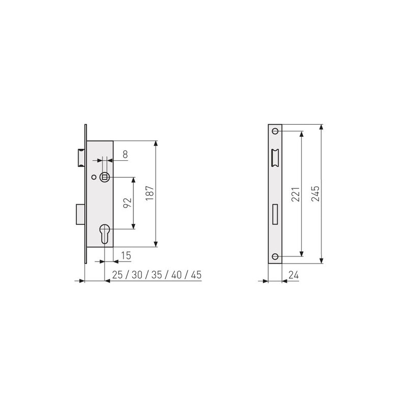 ABUS - Mortice lock for tubular frame door ESR PZ