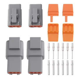 EMSea 4PCS DTM Series 3 Pin Way Male and Female Connector Kit with Wedgelocks and Terminals DTM04-3P DTM06-3S for Automotive Electrical Systems