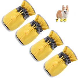 Dog Boots, 4pcs Non-Slip Dog Shoes, Dog Boots Paw Protector, Boots Water-Resistant Protective (Yellow, 7)