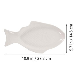 HOLIDYOYO Ceramic Fish Shaped Plate Creative Tableware Unique Snack Storage Dish for Home Restaurant Parties White Design Eye-catching Decorative Serving Pan