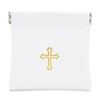 Squeeze-Top Faux Leather Rosary Pouch - Compact White Case for