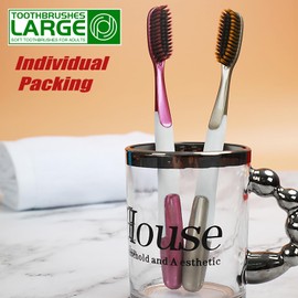 CMHX Extra Soft Flossing Toothbrush Manual Soft Toothbrush for Adults, Ultra CleanToothbrush, Good for Sensitive Teeth and Gums Long Large Head Whitening Teeth 2PCS (Red&Golden)