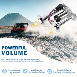 Motiilanco 12V 150DB Air Horn Super Loud Train Horn for Truck, Dual Trumpets Kit with Air Compressor, Car Accessories Universal for Car, SUV, Motorcycle, Truck, Lorries, Boat, Gift for Men, Him