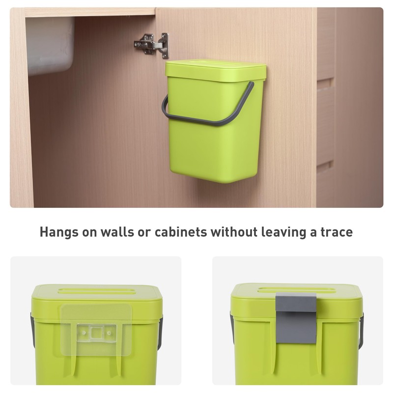 EKO Puro Wall-Mounted Trash Can with Lid, 1.32 Gal /