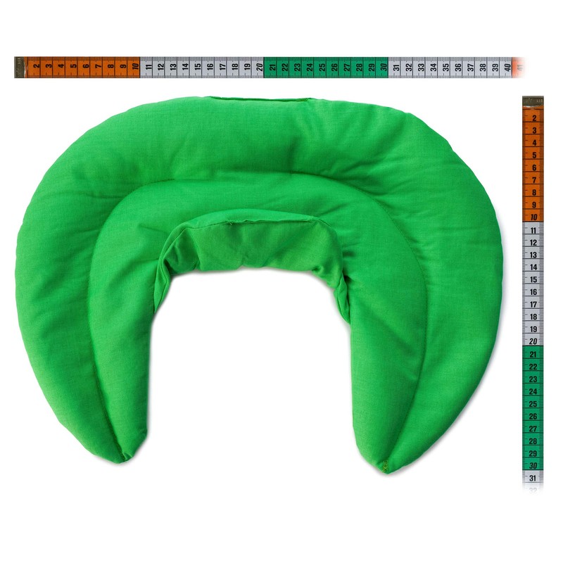 Neck Pillow with Stand-Up Collar, Frog Green, Heat Pad –