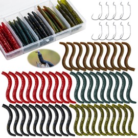 Goture Worm Fishing Lures Kit,Soft Plastic Worms for Bass Fishing, Wacky Worms Soft Baits Freshwater Saltwater, Fishing Worms for Bass Trout Fishing