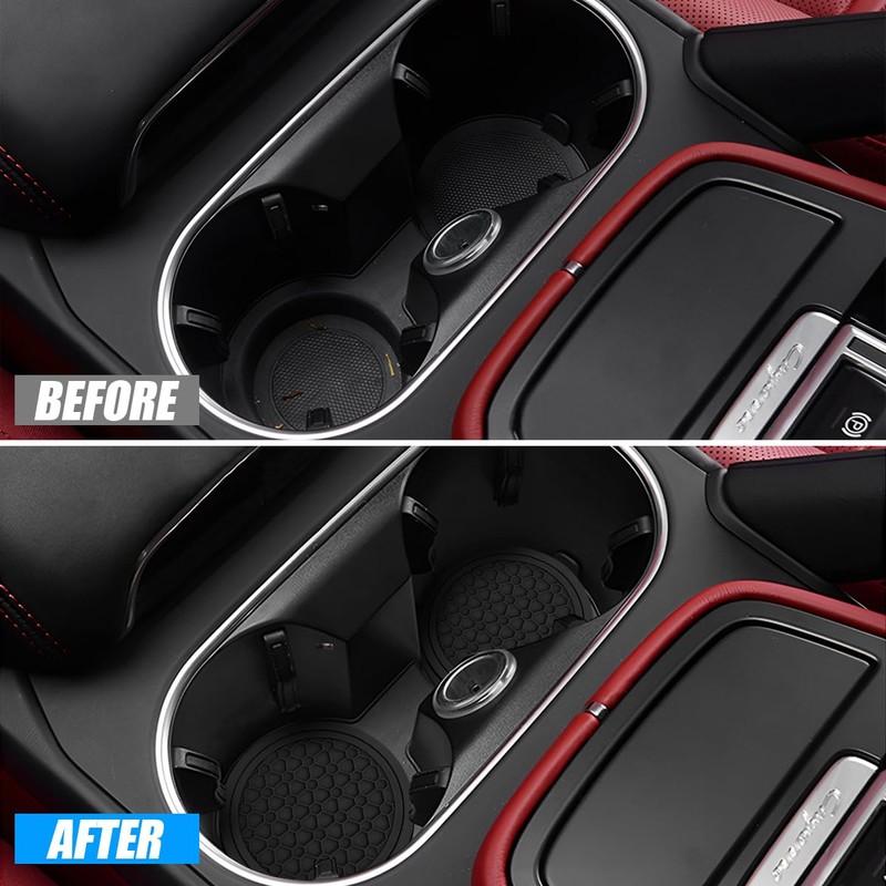 KHGUZ 4PCS Car Cup Coasters, Non-Slip Automotive Insert Cup Holder