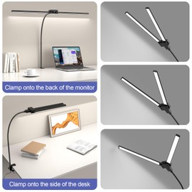 EppieBasic Desk Lamp,24W Led Desk Lamps with Clamp,Double Head Desk Light for Home Office, Architect Desktop Lamp Eye Care Workbench Office Table Light for Monitor Studio Reading