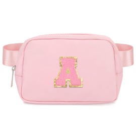 Sienien Fanny Pack For Girls Birthday Christmas Gifts Idea For 4 5 6 7 8 9 10 11 12 13 Year Old Kids Cute Trendy Belt Bag Fashionable Waist Packs Crossbody Bag Initial Letter A Pink