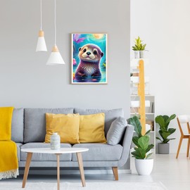 GDYEEH Cute Otter Diamond Painting Adults, 5D Otter Diamond Art Pictures Beginners, DIY Fantasy Round Full Drill Diamond Painting Embroidery Cross Stitch Gifts Home Wall Decor 30 x 40 cm