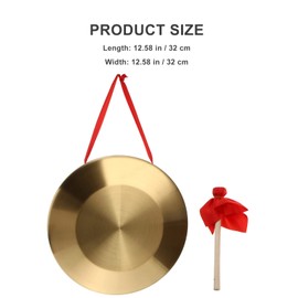 Generic 32 cm Gong with Mallet,Tam Tam Gong Traditional Chinese Percussion Instrument,Copper Decorative Chau Gong for Home,Office,Golden,0030V4714W