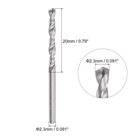 uxcell Solid Carbide Drill Bits, 2.3mm C2/K20 Tungsten Carbide Jobber Drill Bits Straight Shank Drilling Tool for Stainless Steel Aluminum Iron Metal Plastic