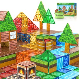 84PCS Magnetic Tiles Building Blocks Stimulate Mine Magword Building Craft Toppers Playset Creative Construction Game Kids Toys Learning Sensory Toys Gift for Age 4-6, 5-7, 8-12 Boys Girls Gamers