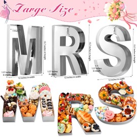 Mifoci 13.7" MRS Cardboard Letter Set for Charcuterie Wedding Party and Anniversary Fillable Paper Mache Chocolate Candy(Silver)