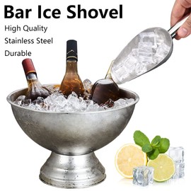 Niuhong 2 Pieces Ice Scoop, Kitchen Large Stainless Steel Ice Scoop, Food Ice Scoop, Stainless Steel Ice Scoop, Kitchen, Multifunction for Ice Cereals, Flour, Sugar, Coffee, Bar, Restaurant, Hotel,