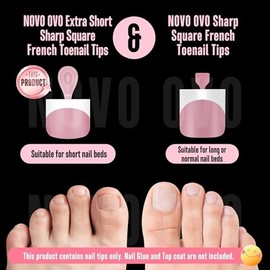 Extra Short Toe Nail Tips White French Tip BERRY PINK Sharp Square Press On, Soft Gel False Fake Toenail Extension Kit, Need Apply Top Coat Buider Gel Nail Glue, Salon DIY x 16 Sizes 224 Pcs