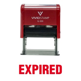 Vivid Stamp Expired Self Inking Rubber Stamp - Medium - 9/16" x 1-1/2", Red