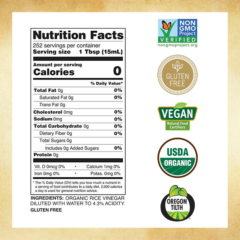 Marukan Organic Unseasoned Rice Vinegar, 1 Gallon (Pack of 1)