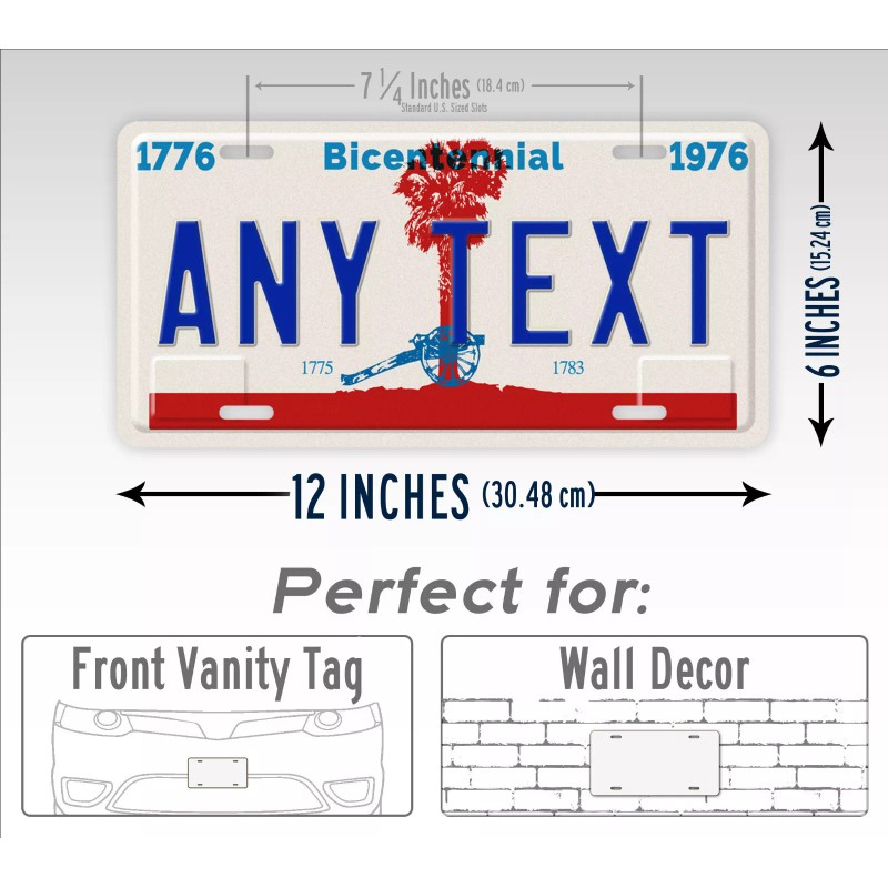 SignsAndTagsOnline.com Custom 1976-1979 South Carolina Bicentennial ANY TEX License Plate