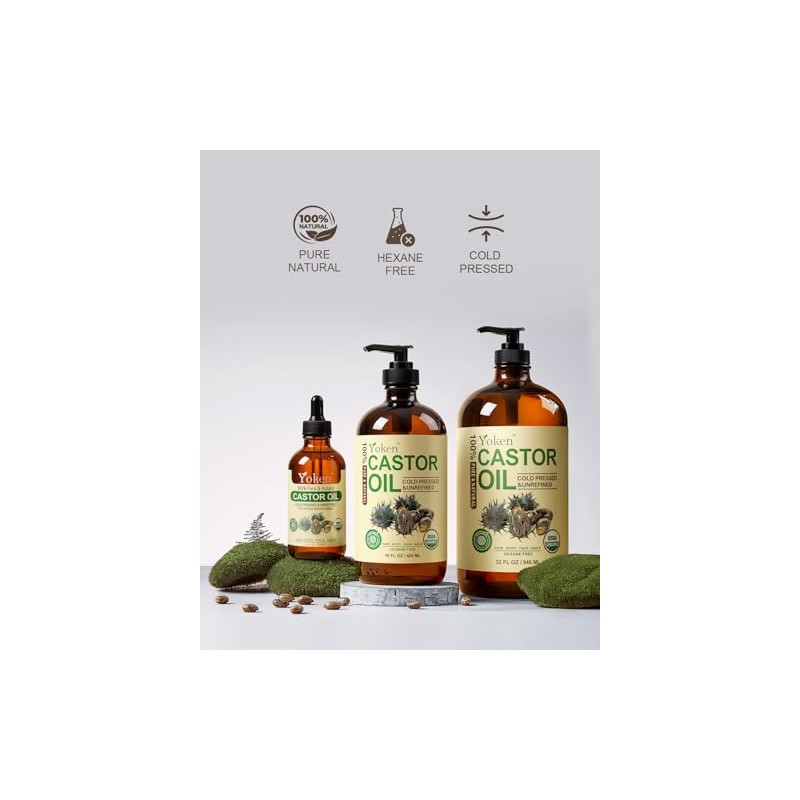 Yoken Aceite de Ricino Organic Castor Oil EWG Verified, 4